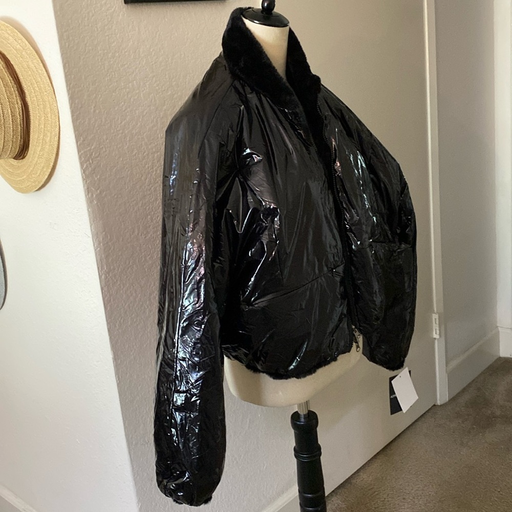 Reversible faux fur puffer jacket